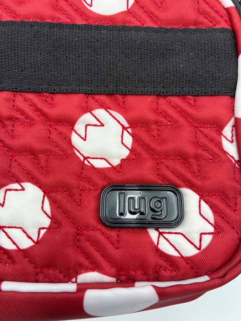Lug Mini Puddle Jumper Backpack Crimson Large Dot Multi-Pocket Design Red White - Picture 3 of 16
